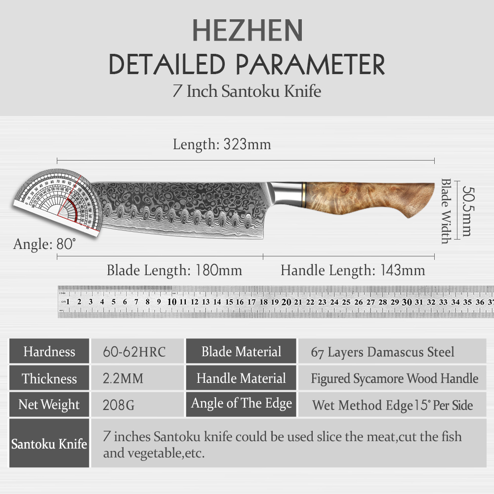 HEZHEN 7 inch Santoku Knife Re - High Tech Kitchen Accessories review and price